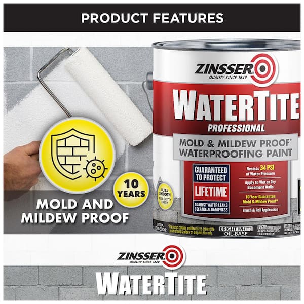 Zinsser Watertite 3 Gal White Latex-Base Mold and Mildew Waterproof Paint