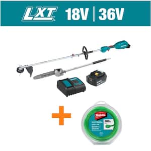 18V LXT BL Cordless Couple Shaft Power Head Kit w/Trimmer & Pole Saw Attachments (4.0Ah) & Trimmer Line, 0.080", 175'