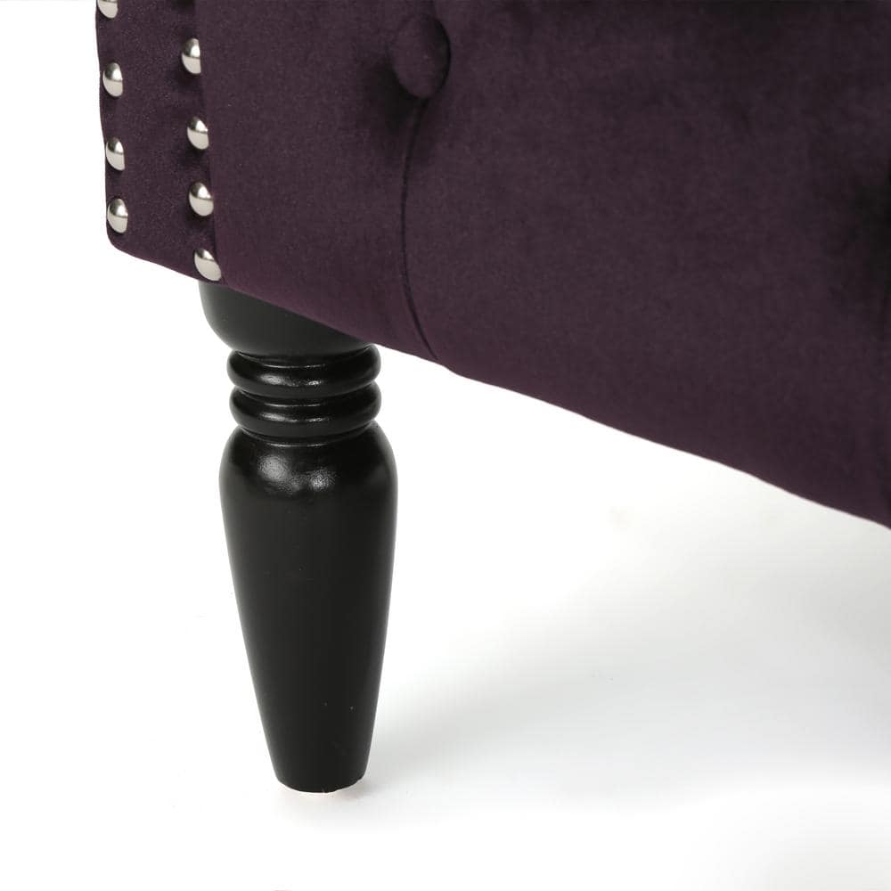 Blackberry Velvet Chesterfield Loveseat with Nailhead Accents