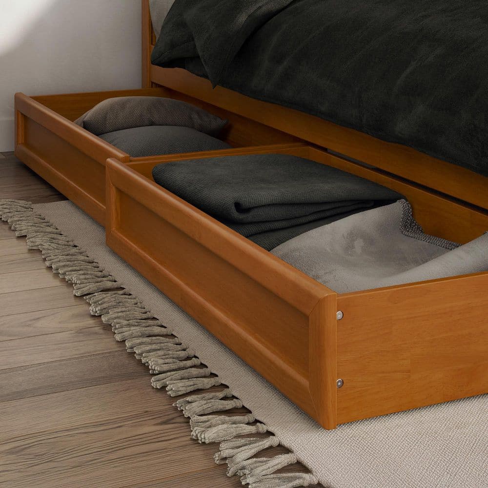 Casanova Light Toffee King Rubberwood Platform Bed with Storage Drawers