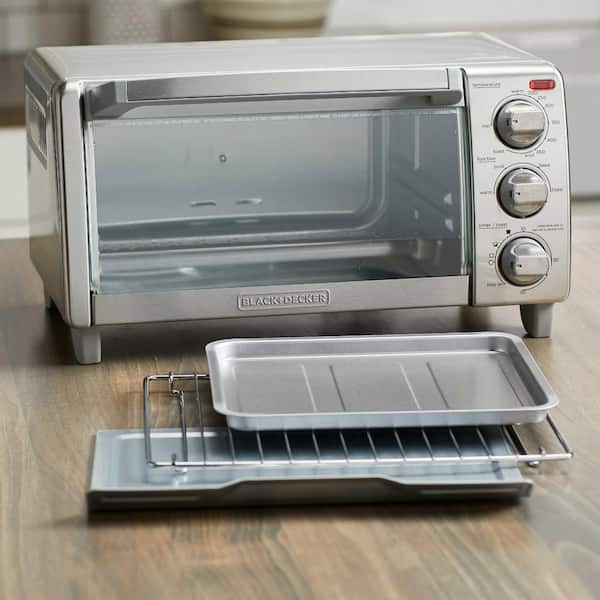 BLACK DECKER 1150 Watt 4 Slice Silver Stainless Steel Toaster Oven