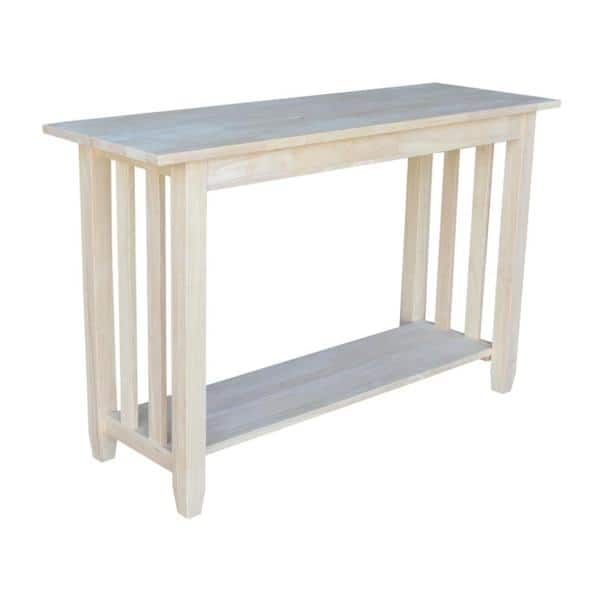Mission Unfinished Wood Rectangular Console Table with Storage