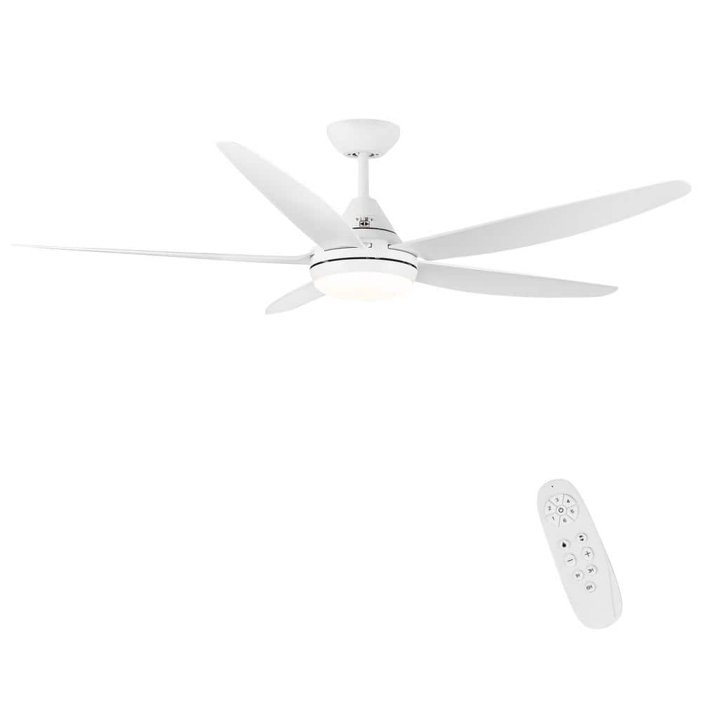56 in. Indoor/Outdoor Integrated LED Ceiling Fan Lighting with White ABS Bl