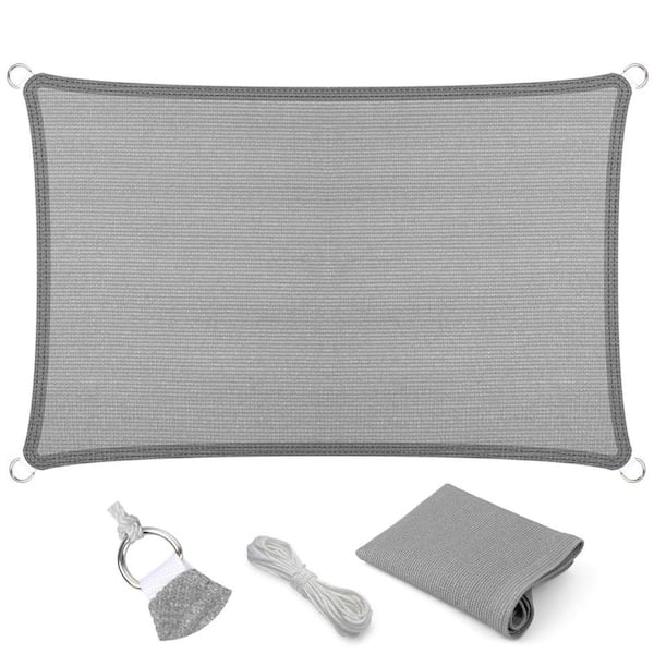 5 ft. x 7 ft. UV-Blocking Sun Shade Sail, Outdoor Canopy Fabric Cloth Awning for Pergola Patio Garden Backyard, Gray
