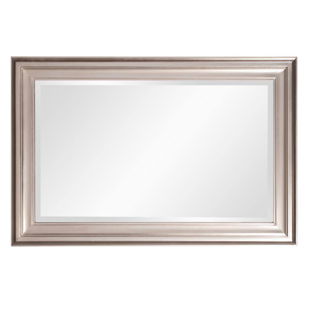 Transitional Brushed Nickel and Wood Full-Length Mirror