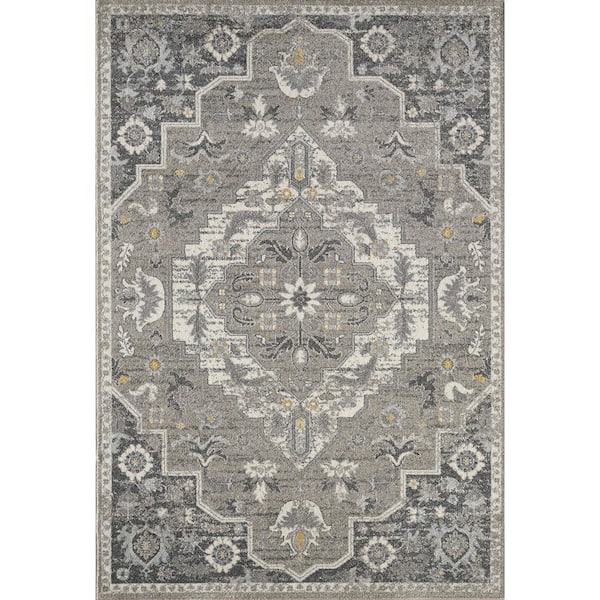 Abani Catalina Dark Gray 5 ft. 3 in. x 7 ft. 6 in. Oriental Polypropylene Area Rug