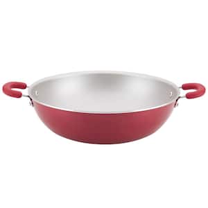 Create Delicious Aluminum Nonstick Wok, 14.25-Inch, Red Shimmer