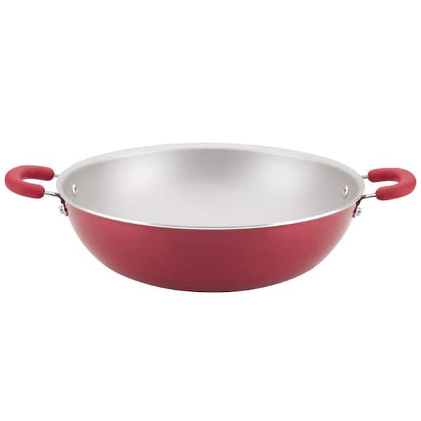 Create Delicious Aluminum Nonstick Wok, 14.25-Inch, Red Shimmer