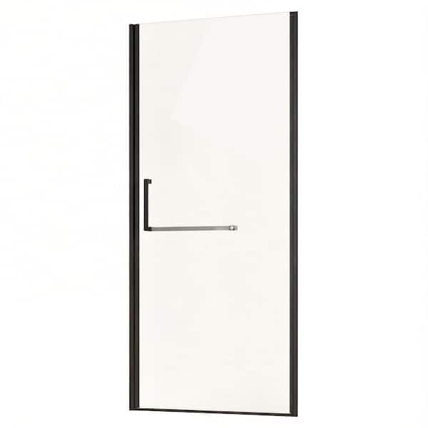 33 in.-34 in. W x 72 in. H Frameless Pivot Shower Door in Matte Black with Clear Tempered Glass and Explosion-Proof