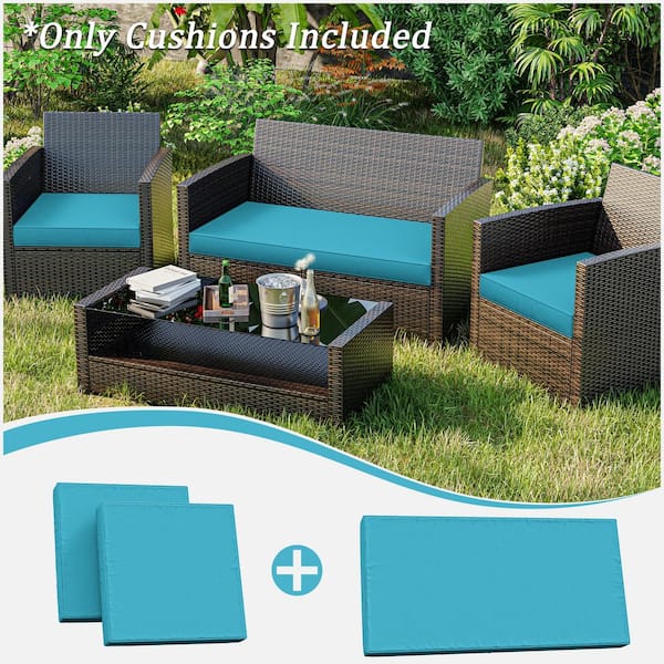 36 in. x 18 in. (3-Piece) Outdoor Patio Replacement Seat Cushions Fit for Loveseat Lounge Chair Furniture Lake Blue