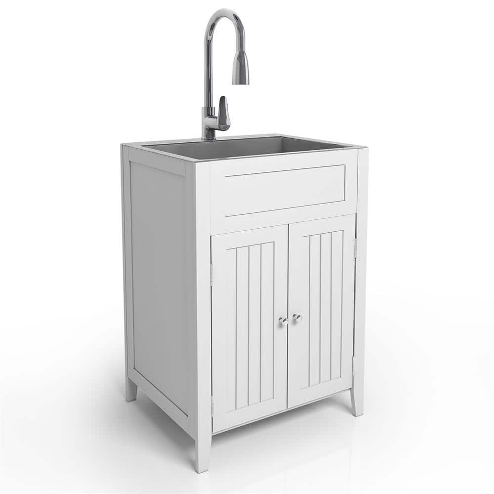 24 in. Kitchen Utility Sink with Cabinet Combo for Laundry Room White price history on PriceWatchPro