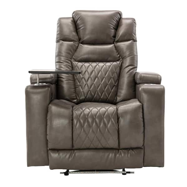 Polibi Modern Gray Wood-Framed Linen Adjustable Home Theater Push Back  Recliner with Thick Seat Cushion and Backrest RS-MWPAHR-G - The Home Depot