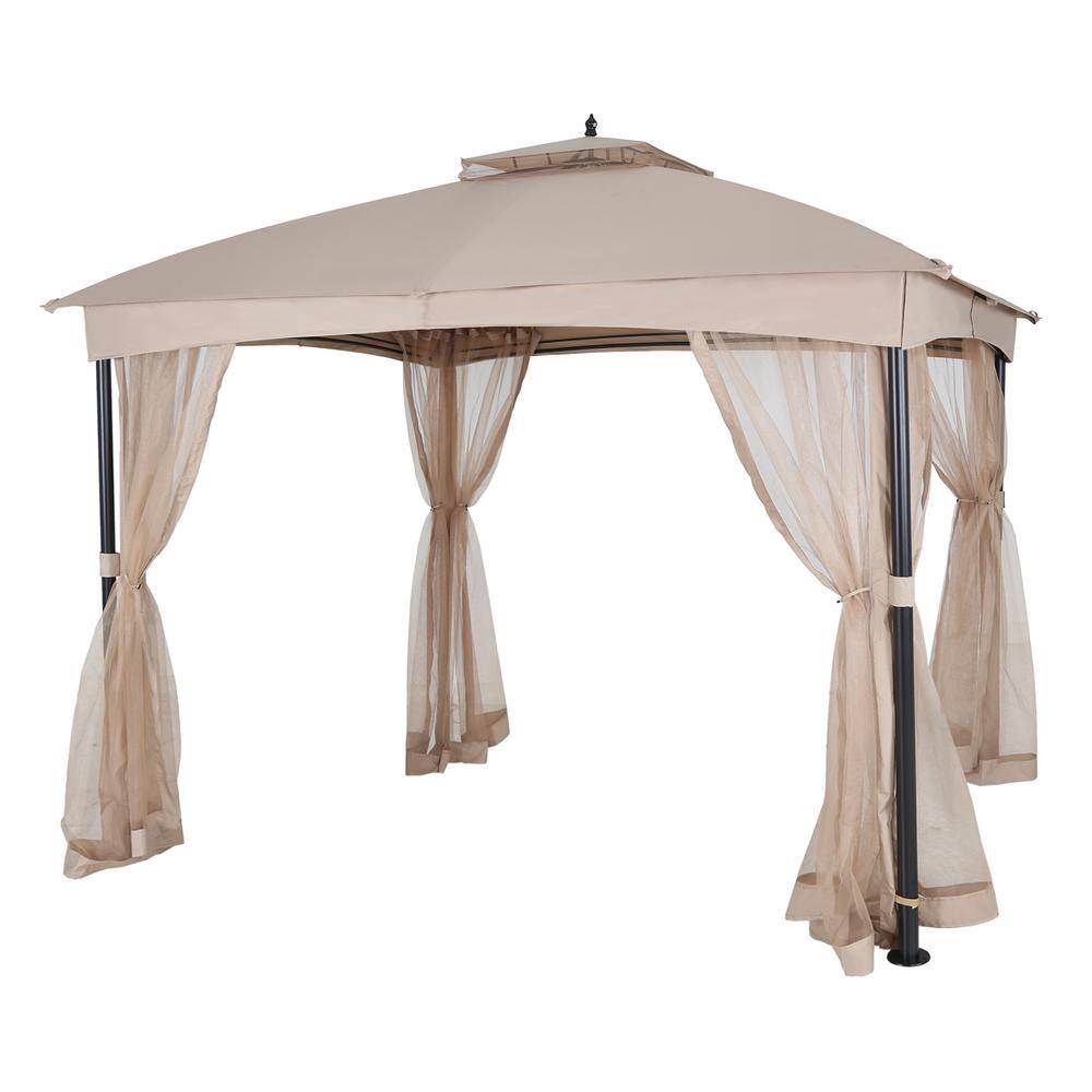 LAUREL CANYON 12 ft. x 10 ft. Khaki Dome Shaped Soft Top Steel Outdoor ...