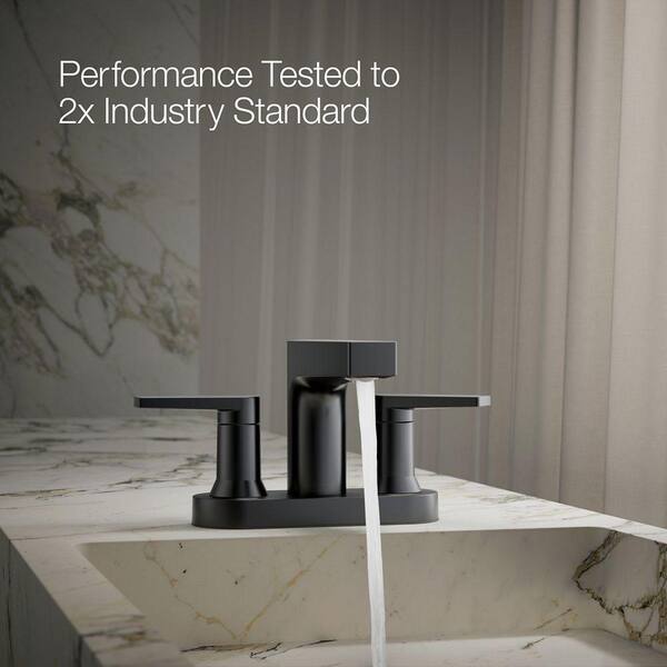 KOHLER Taut 4 in. Centerset Double Handle Bathroom Sink Faucet in Matte Black