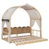 Natural Twin Size Expandable Kid Bed with Arched Roof