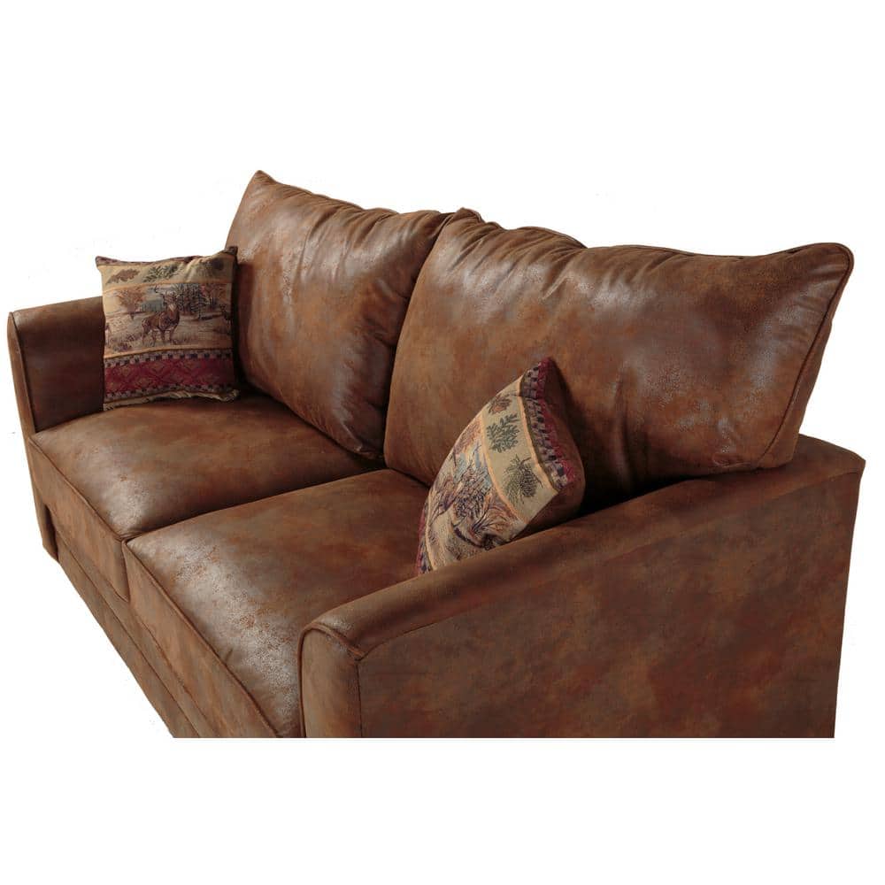 Palomino Brown Faux Leather Queen Sleeper Sofa