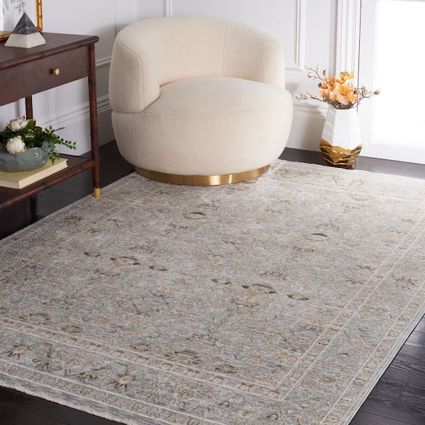 Princeton 7 ft. x 7 ft. Sage/Ivory Distressed Oriental Square Area Rug