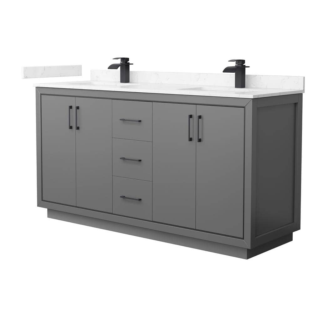 Icon 66 in. W x 22 in. D x 35 in. H Double Bath Vanity in Dark Gray with Carrara Cultured Marble Top price history on PriceWatchPro