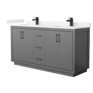 Icon 66 in. W x 22 in. D x 35 in. H Double Bath Vanity in Dark Gray with Carrara Cultured Marble Top