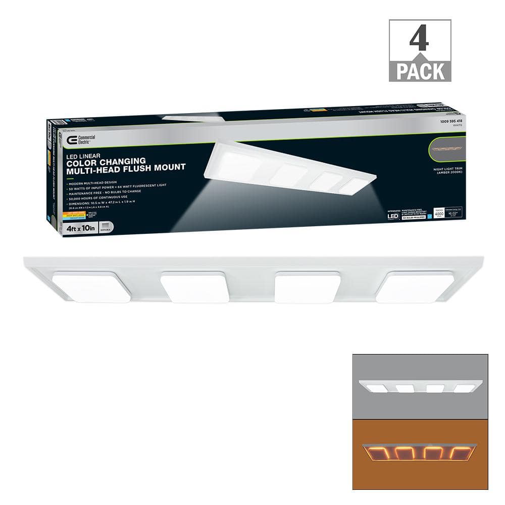 Commercial Electric In X In Led Flush Mount Ceiling Light W Square Heads And Night