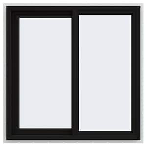 36 in. x 36 in. V-4500 Series Black Exterior/White Interior FiniShield Vinyl Left-Handed Sliding Window with Mesh Screen