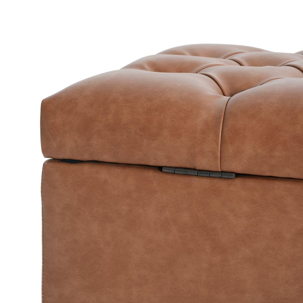 Dark Blue Tufted Fabric Storage Bench - thumbnail 9