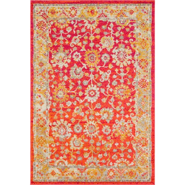 Unique Loom Penrose Krystle Rust Red 5 ft. 3 in. x 7 ft. 7 in. Area Rug