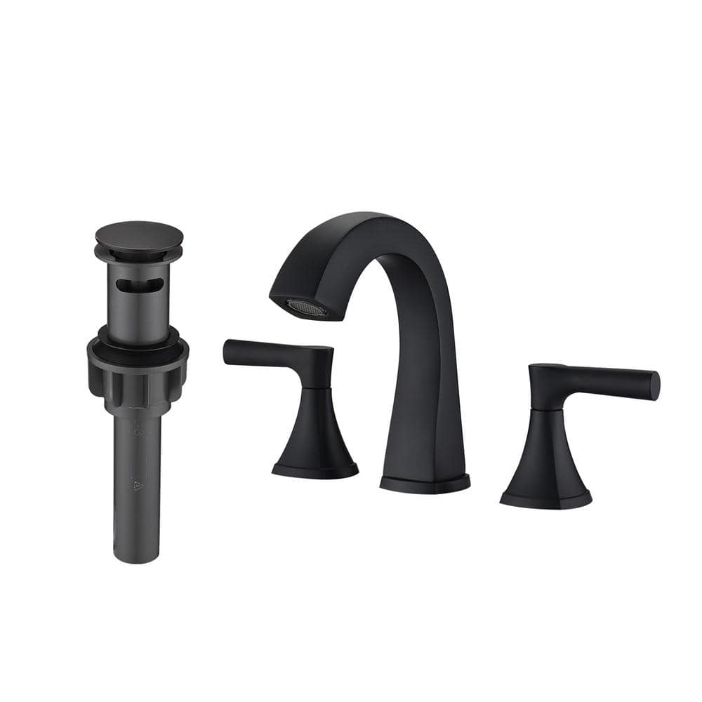 FLG 8 in. Widespread Double Handle Bathroom Faucet with Drain Kit