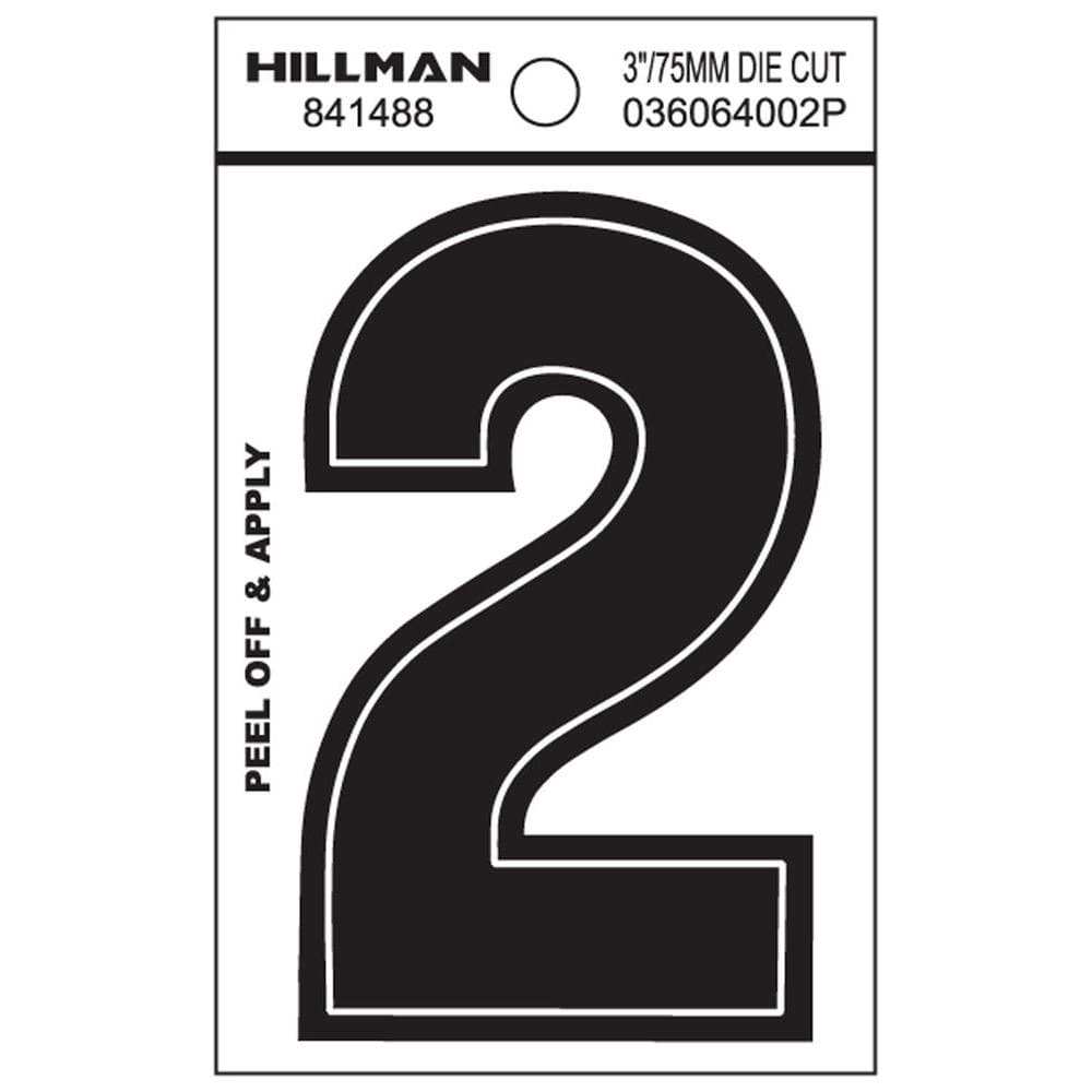 Hillman 3 in. Black Vinyl Die-Cut Number 2 841488 - The Home Depot