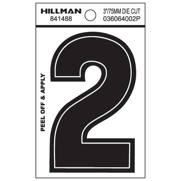 Hillman 3 in. Black Vinyl Die-Cut Number 2
