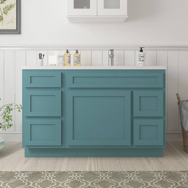 51 in. W x 21 in. D x 32.5 in. H Bath Vanity Cabinet without Top in Sea Green