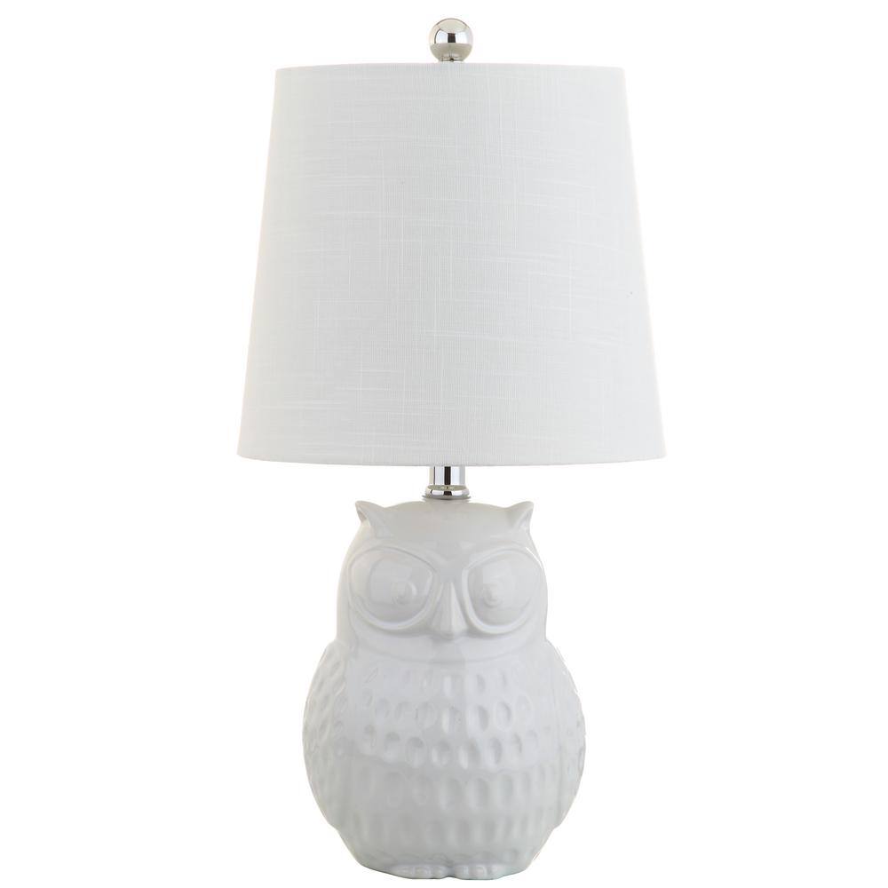 Hoot 20.5" White Ceramic Owl Mini LED Table Lamp