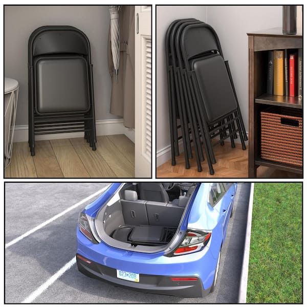 Cosco SmartFold Black Vinyl Seat Folding Chair (Set of 4
