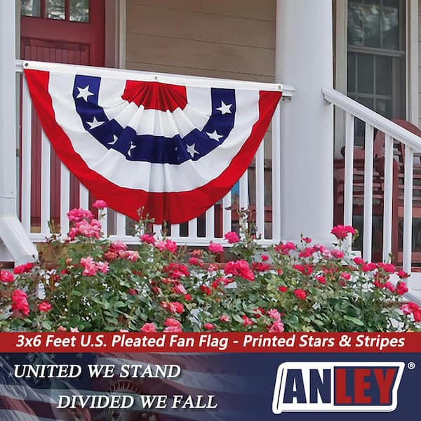 ANLEY 3 ft. x 6 ft. USA Pleated Half Fan Flag Bunting Patriotic