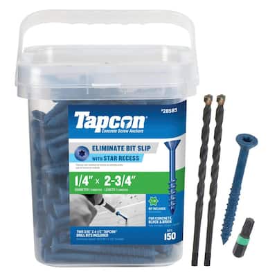 Tapcon 1/4 in. x 2-3/4 in. Star Flat-Head Concrete Anchors (150-Piece) 28585