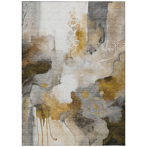 Chantille Machine Washable Indoor/Outdoor Abstract ACN2019 Mocha 5 ft. x 7 ft. 6 in. Area Rug