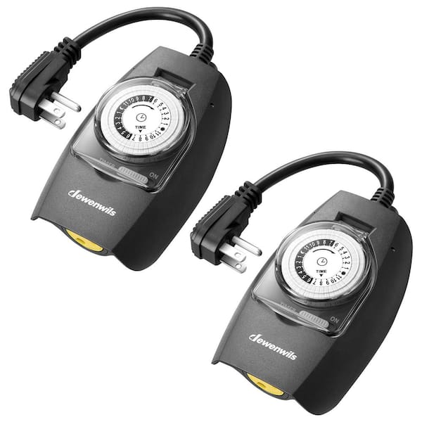 2-Pack 24-Hour Programmable Plug in Countdown Outdoor Timer for Holiday Decorations-Black