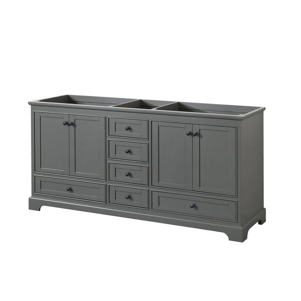 Deborah 71" Dark Gray Double Freestanding Wood Vanity Cabinet