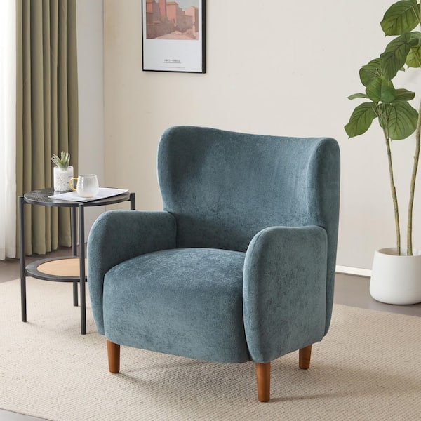 Coco Modern Indoor Aqua Blue Fabric Upholstery Wingback Accent Chairs