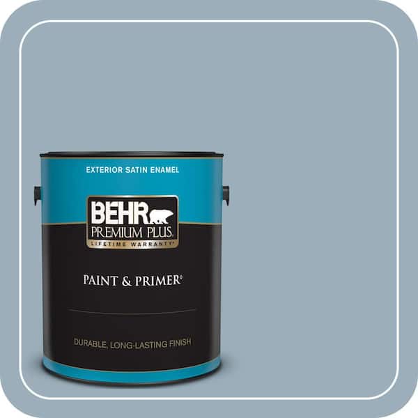 BEHR PREMIUM PLUS 1 gal. Home Decorators Collection #HDC-CT-24 Rainy Sidewalk Satin Enamel Exterior Paint & Primer