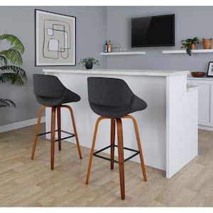 Lumisource Fabrico 29.5 in. Charcoal Fabric, Glazed Walnut