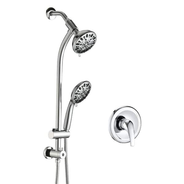 Single Handle 7-Spray Wall Mount Shower Faucet 1.8 GPM with Ceramic Disc Valves 5 Inch Shower System in Polished Chrome