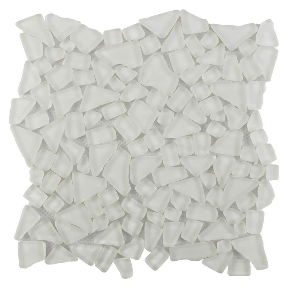 Coralis Arctic White 4 in. x 0.31 in. Frosted Matte Glass Mosaic Floor and Wall Tile Sample price history on PriceWatchPro