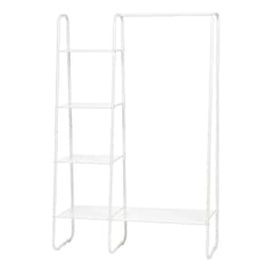 White Metal Garment Rack with Metal Mesh Shelves 39.60 in. L x 16.10 in. W x 59.80 in. H