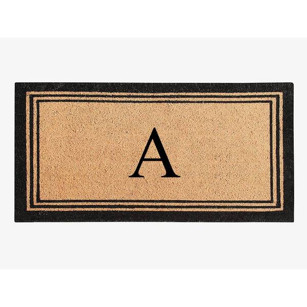 A1 Home Collections A1hc Beige 18 in. x 30 in. Natural Coir Heavy Duty PVC Backing Outdoor Monogrammed O Door Mat