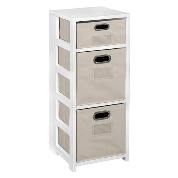 Regency 34 in. White/Natural Wood 3-shelf Foldable Accent Bookcase