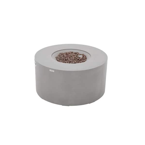 Pacaya 43 in. 45000 Btu's Light Grey Concrete Propane Outdoor Fire Pit with Lava Rocks and Cover