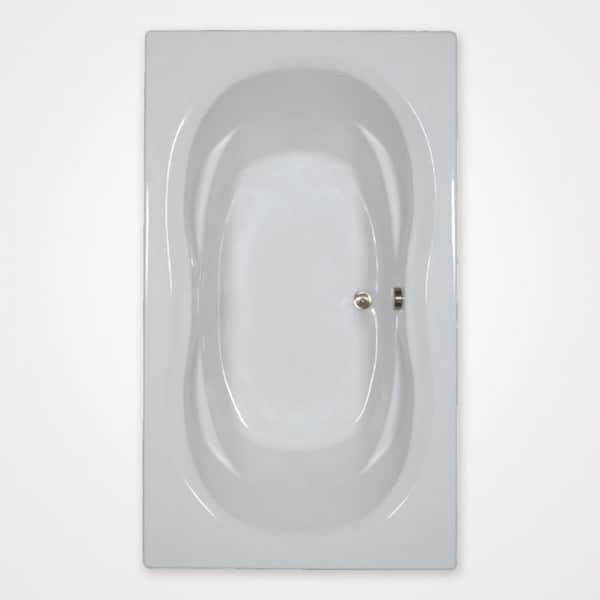 Comfortflo 72 in. x 42 in. Acrylic Rectangular Alcove Soaking Bathtub with Center Drain in Bone
