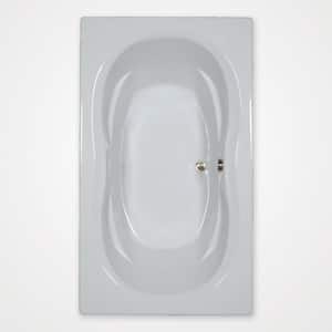 72in. Acrylic Reversible Drain Rectangular Alcove Soaking Bathtub in White