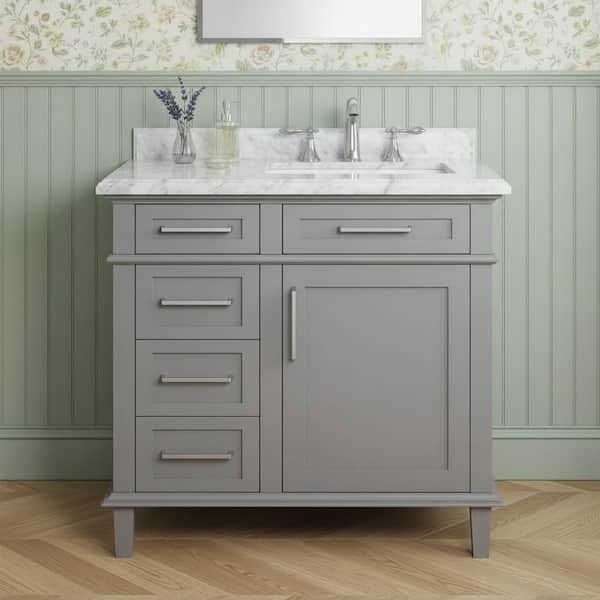 Sonoma 36 in. Single Sink Freestanding Pebble Gray Bath Vanity with Carrara Marble Top (Assembled)